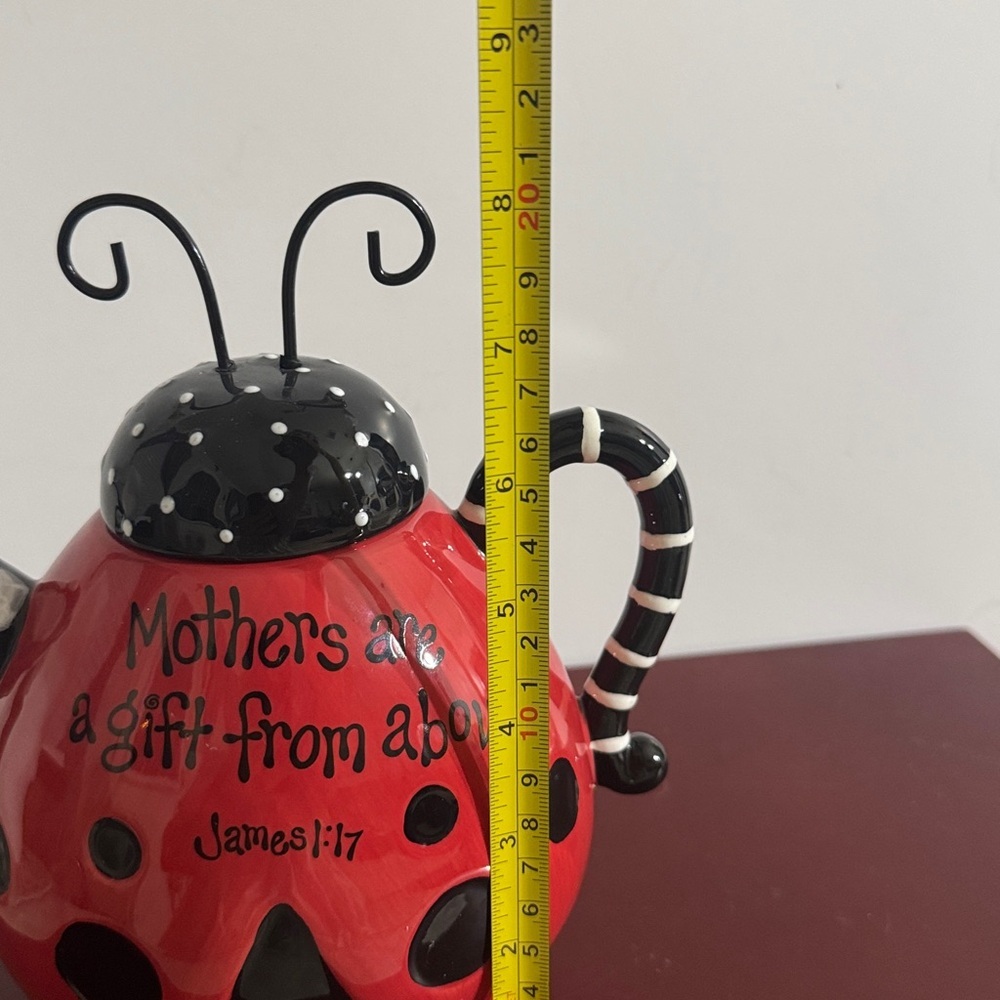 Burton & Burton Red and Black Ladybug Teapot with Mothers are a gift from above - Picture 10 of 10